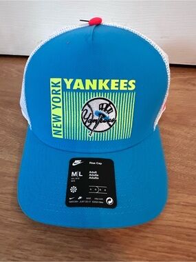 Nike Teal Blue Yankees Trucker Hat with Neon Accents